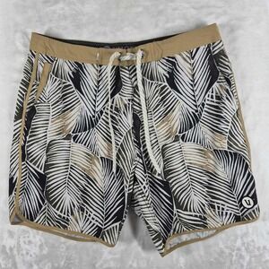 Vuori Cruise Board Shorts Men's 33 Leaf Print Swim Trunks Beach Pool Hybrid V314